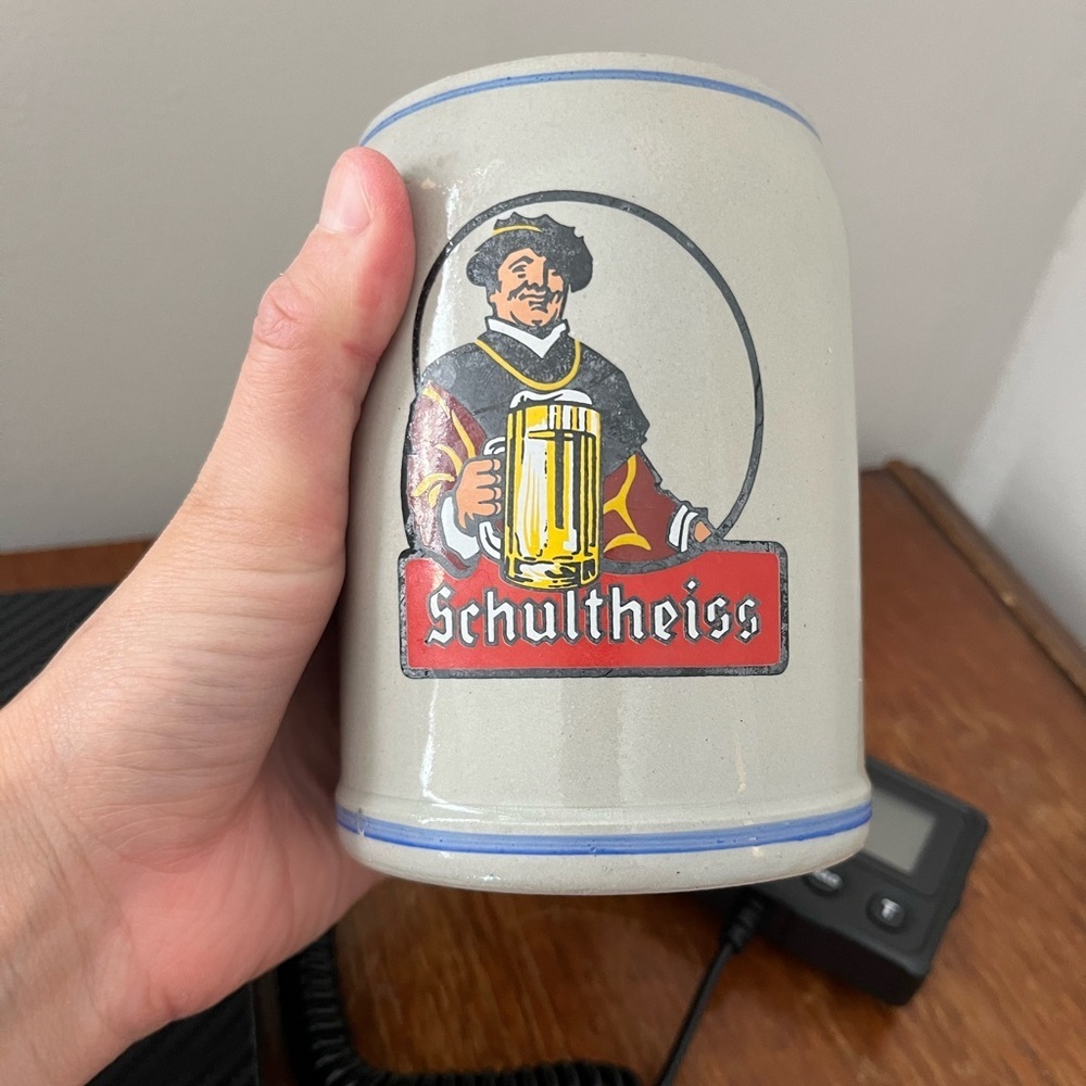 Vintage Schultheiss German Beer Gray Stoneware Stein Tankard 0.5L